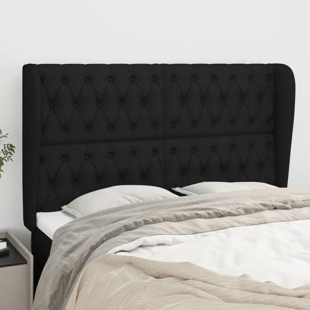 Testiera ad Orecchio Nera 163x23x118/128 cm in Tessuto 3118300