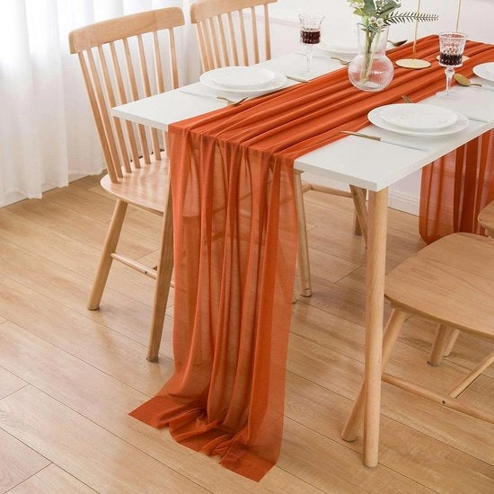 Tavolo di Sposa in Terracotta con Tulle 75cm x 4m