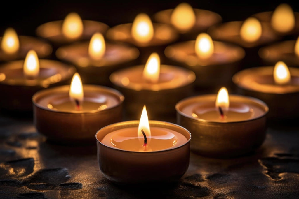 MAURY'S CANDELINE TEA LIGHT 15 PZ GIALLE CON OLIO DI CITRONELLA E BASE IN METALLO