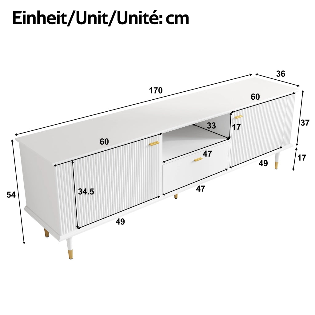 TV-Schrank bianco in MDF lunghezza 170 cm