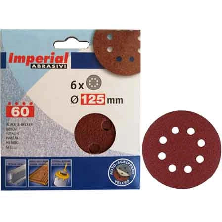 DISCO ABRASIVO VELCRATO 'FAI DA TE' Ø 125 mm - grana 40 - 6 pezzi - IMPERIAL ABRASIVI