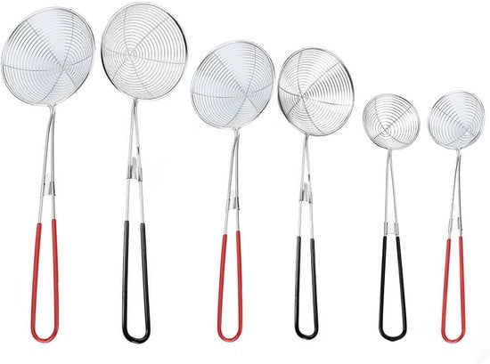 Set per fonduta - acciaio inossidabile - 6 pezzi - nero/rosso