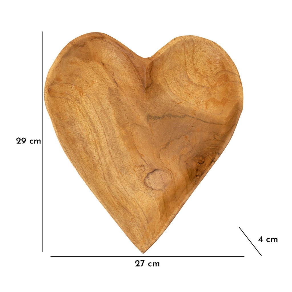 Vassoio Cuore 18, Marrone, Legno, 27x29x4 cm