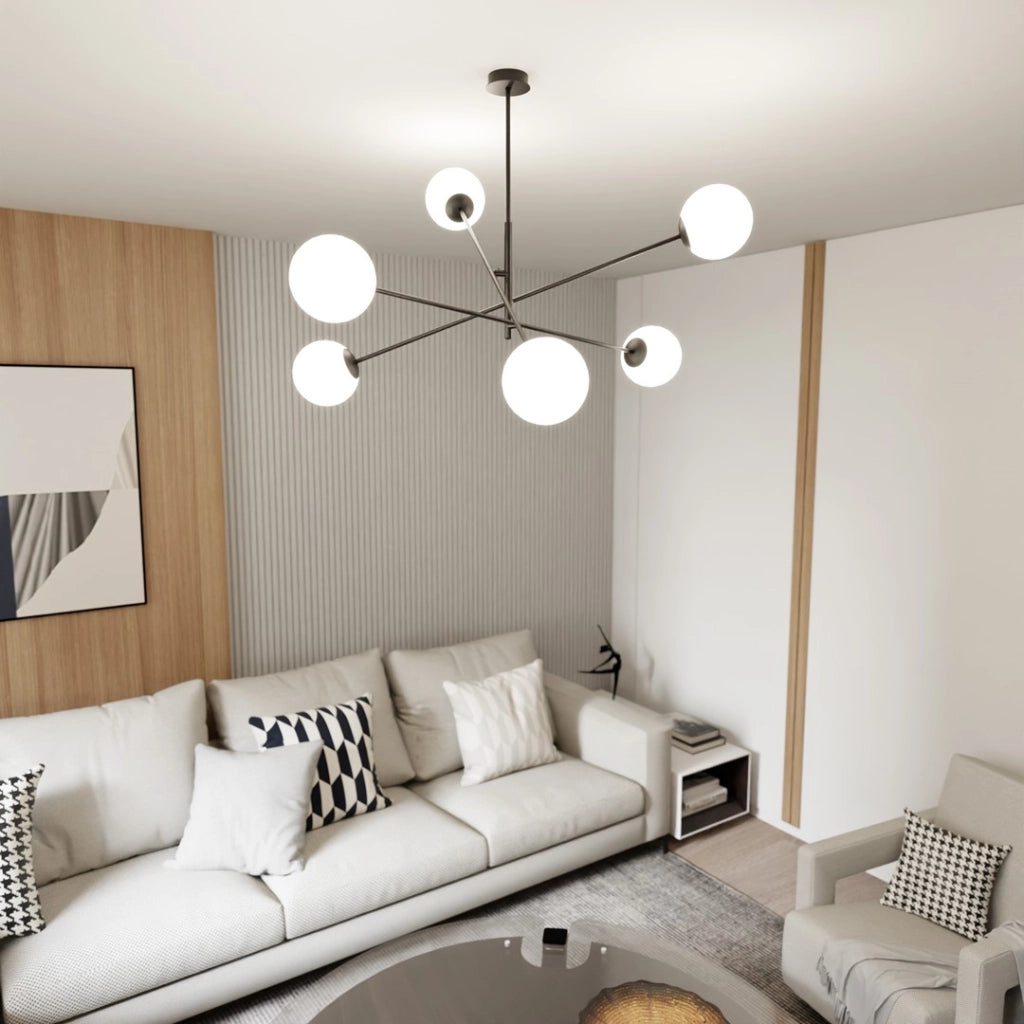 Lampadario Emibig Linear 6 nero/opalino 6xE14 102cm