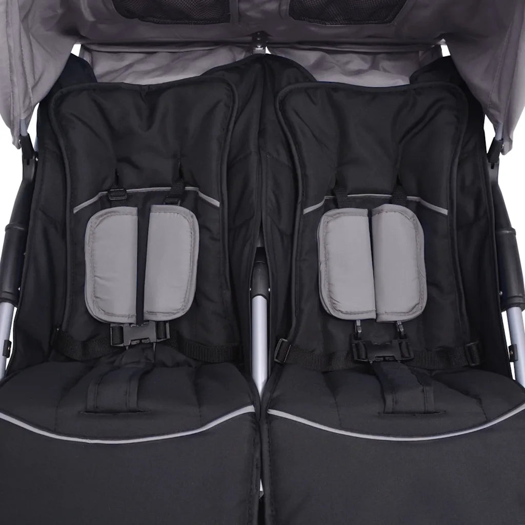 Passeggino Gemellare in Acciaio Grigio e Nero cod mxl 77826