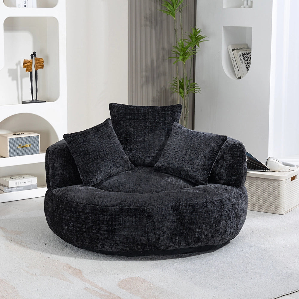Chaise longue - Xylo - gaming chenille nero con 3 cuscini