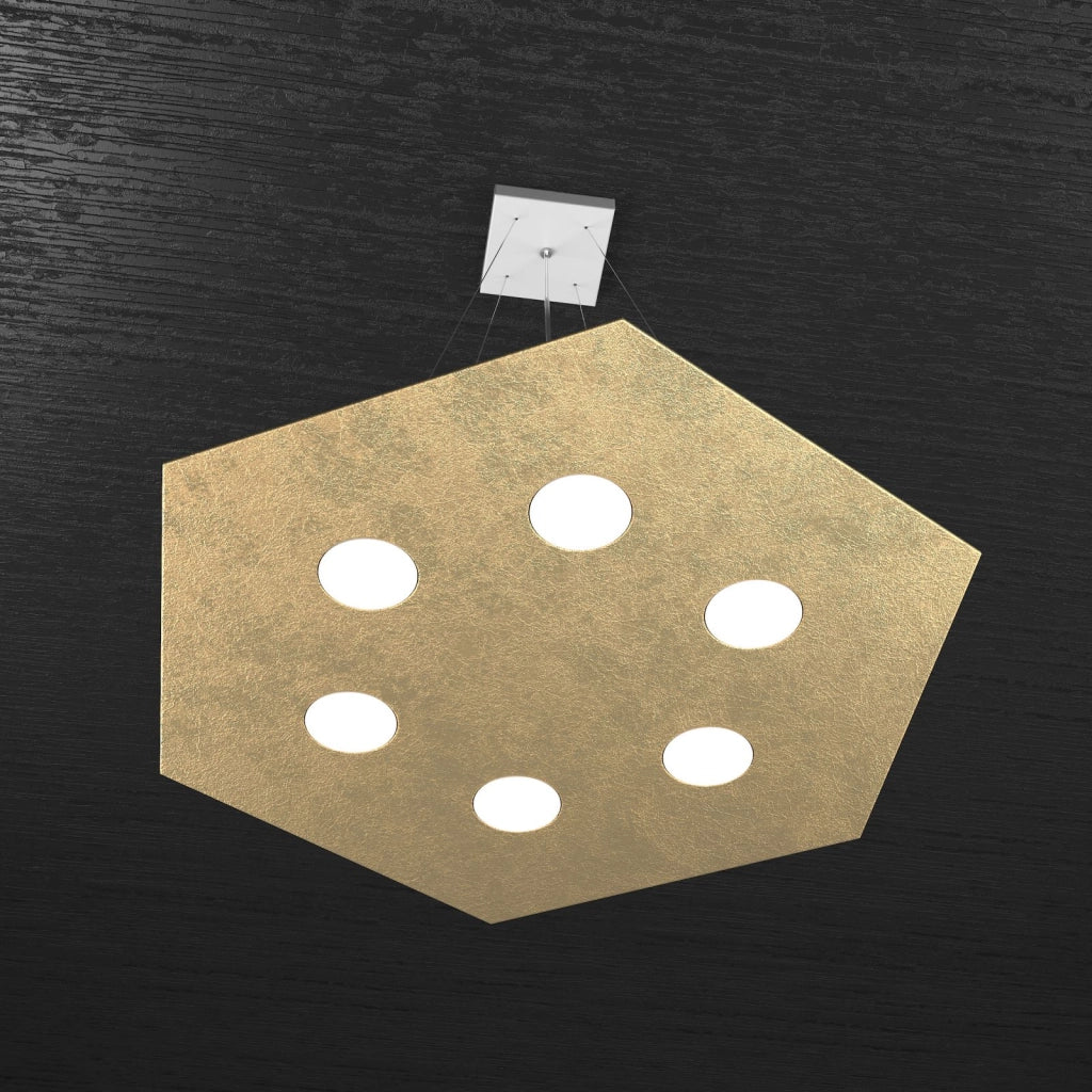 EXAGON SOSPENSIONE 6 LUCI FOGLIA ORO 1142-SG-FO