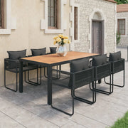 Set da Pranzo da Giardino 7 pz in Rattan PVC Nero e Marrone