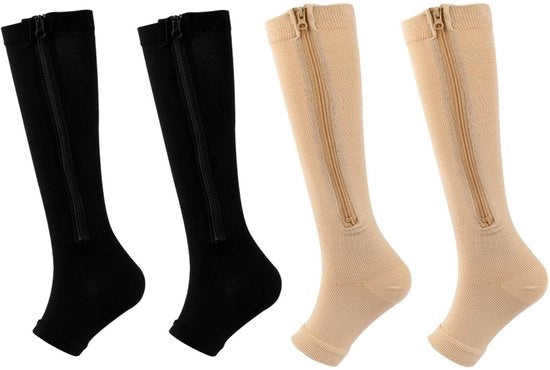 Sokke per compressione grado medico per trattamento di varici - Supporti per edema - Stivali per piede - Supporti per ginocchia alta aperta - Pressione 15-25 mmHg - Materiale 80% Nylon, 20% Elastan