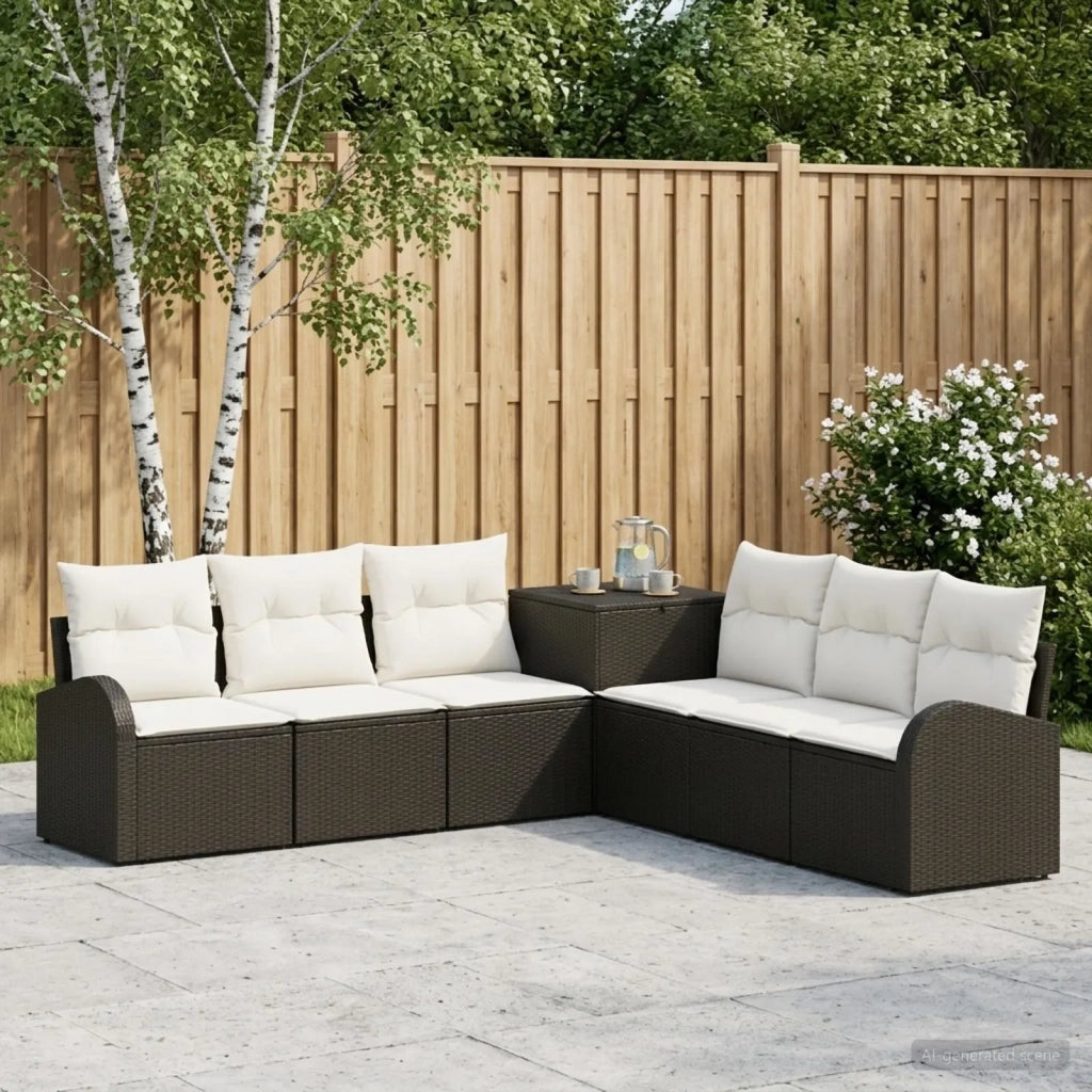Set di divani 7 pz Nero e Bianco Crema 3448695