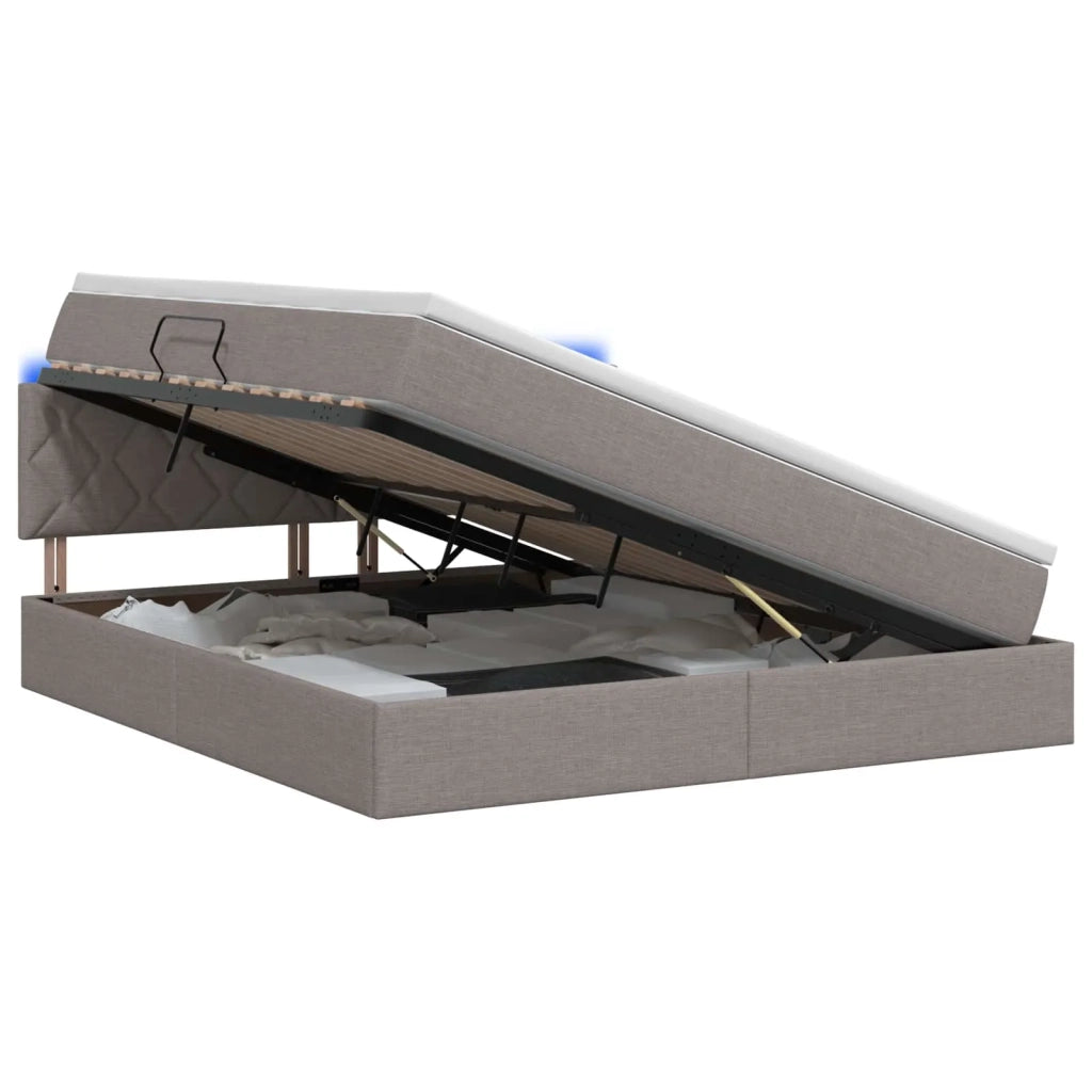 Letto con contenitore LED e materasso Tortora 140 x 200 cm 3459132
