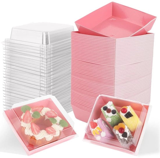 Scatola per torte da 75 pezzi - Cartone 13,5x12,5x6,5 cm - Scatola per torte con coperchio - Scatola per cupcake - Scatola per bento - Conserva alimenti freschi - Scatola per forno da 75 pezzi