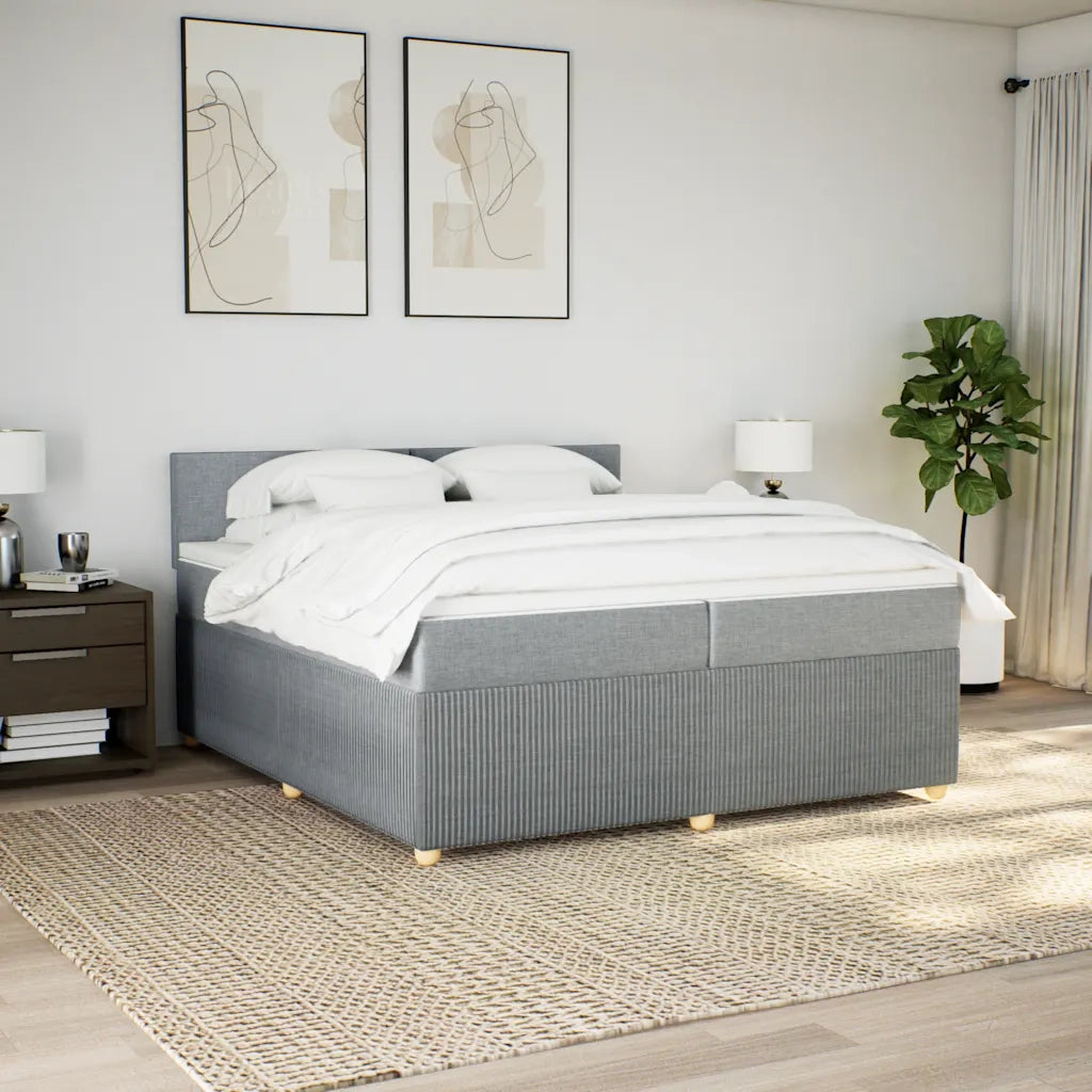 Giroletto a Molle con Materasso Grigio Chiaro 200x200cm Tessuto