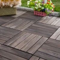 Piastrelle per Esterni Pavimento in Legno, Set 27 Pezzi Montaggio a Incastro, 30x30x2.5 cm