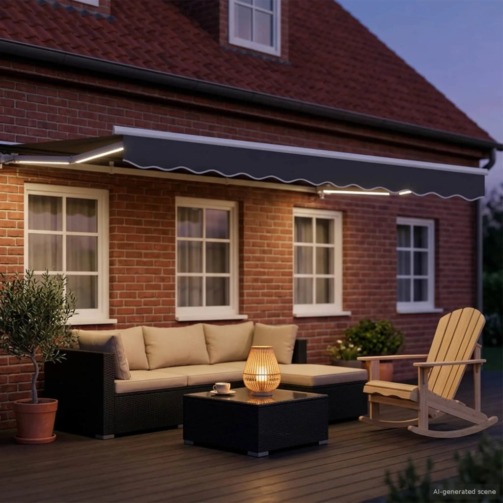 Cornice per Tenda Manuale con LED Bianco e Antracite 3 x 2,5 m 3420575
