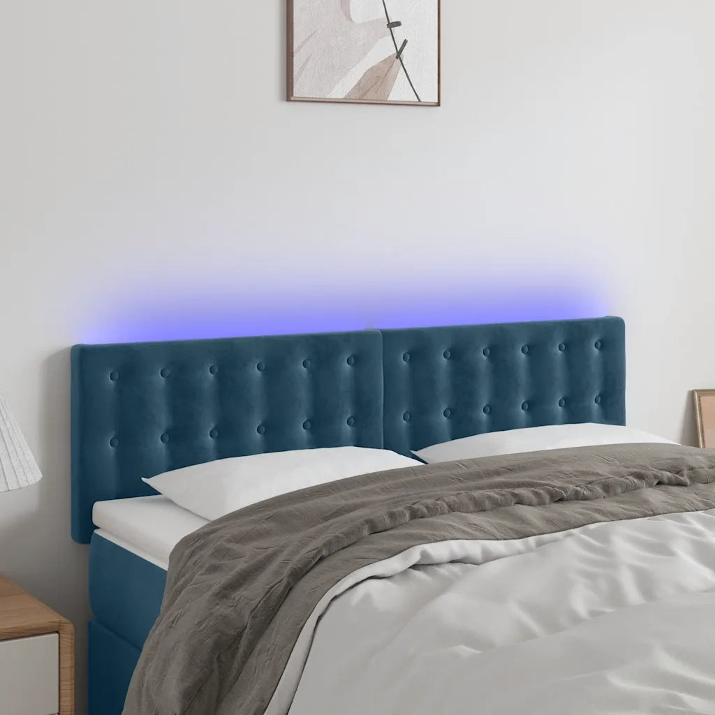 Testiera a LED-Testata con LED Blu Scuro 144x5x78/88 cm in Velluto 839263