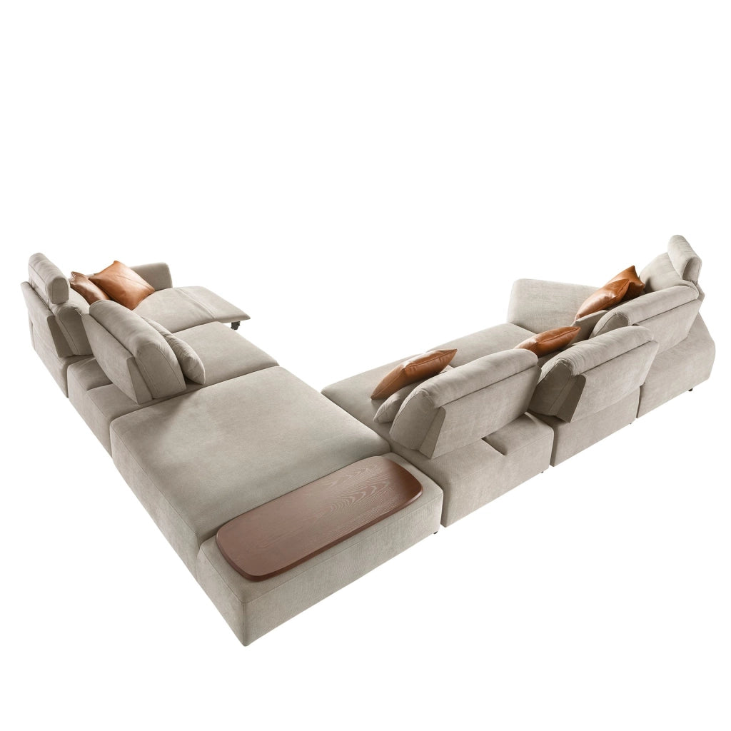 Divano chaise longue relax modulare sinistro in tessuto sabbia