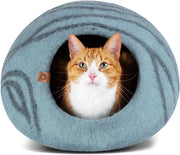 Letto per gatti artigianale realizzato con 100% lana di merino per gatti e gattini (tonalità scure, grande grigio marmo)