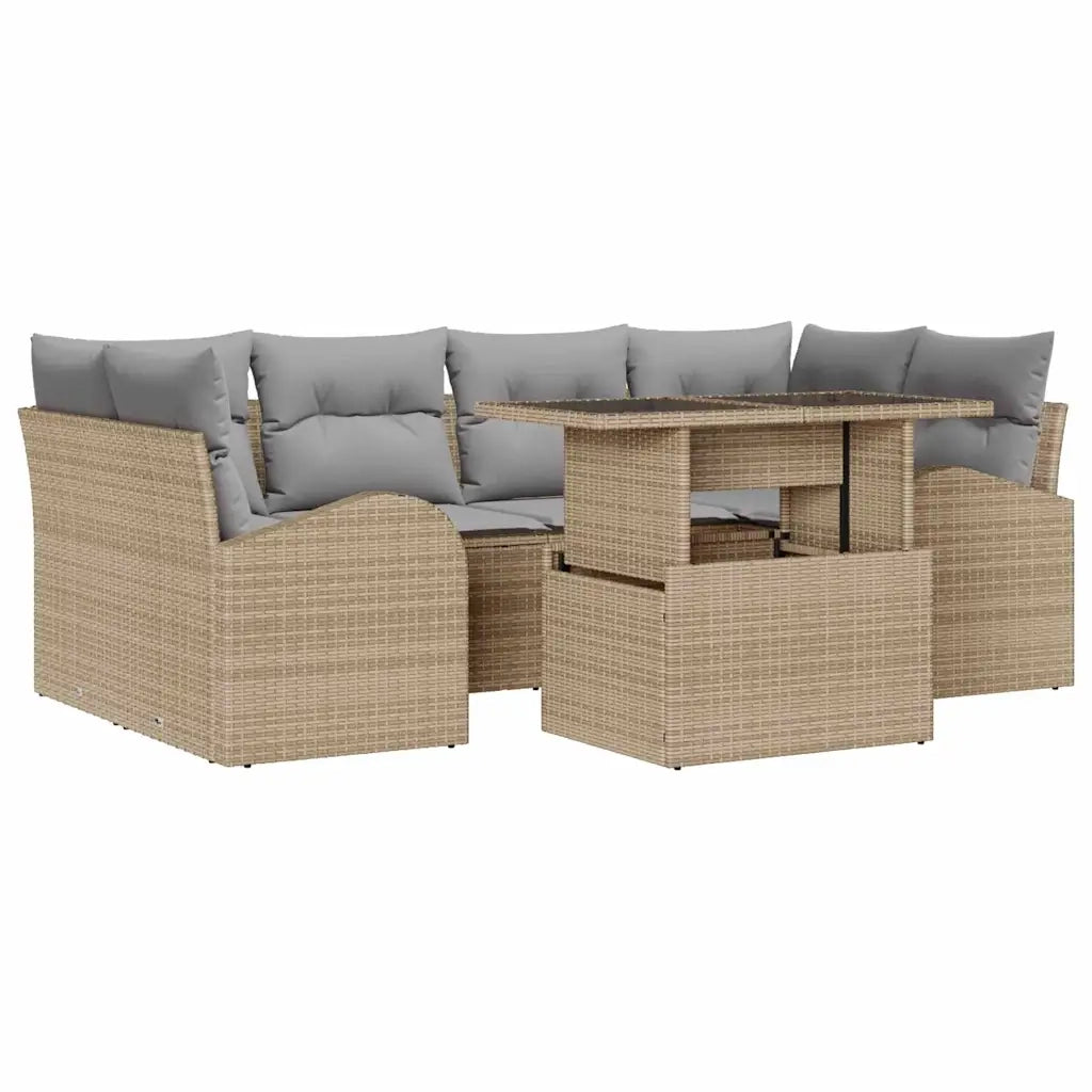 Set Divano da Giardino 7 pcs Beige Rattan in Polipropilene 3357313
