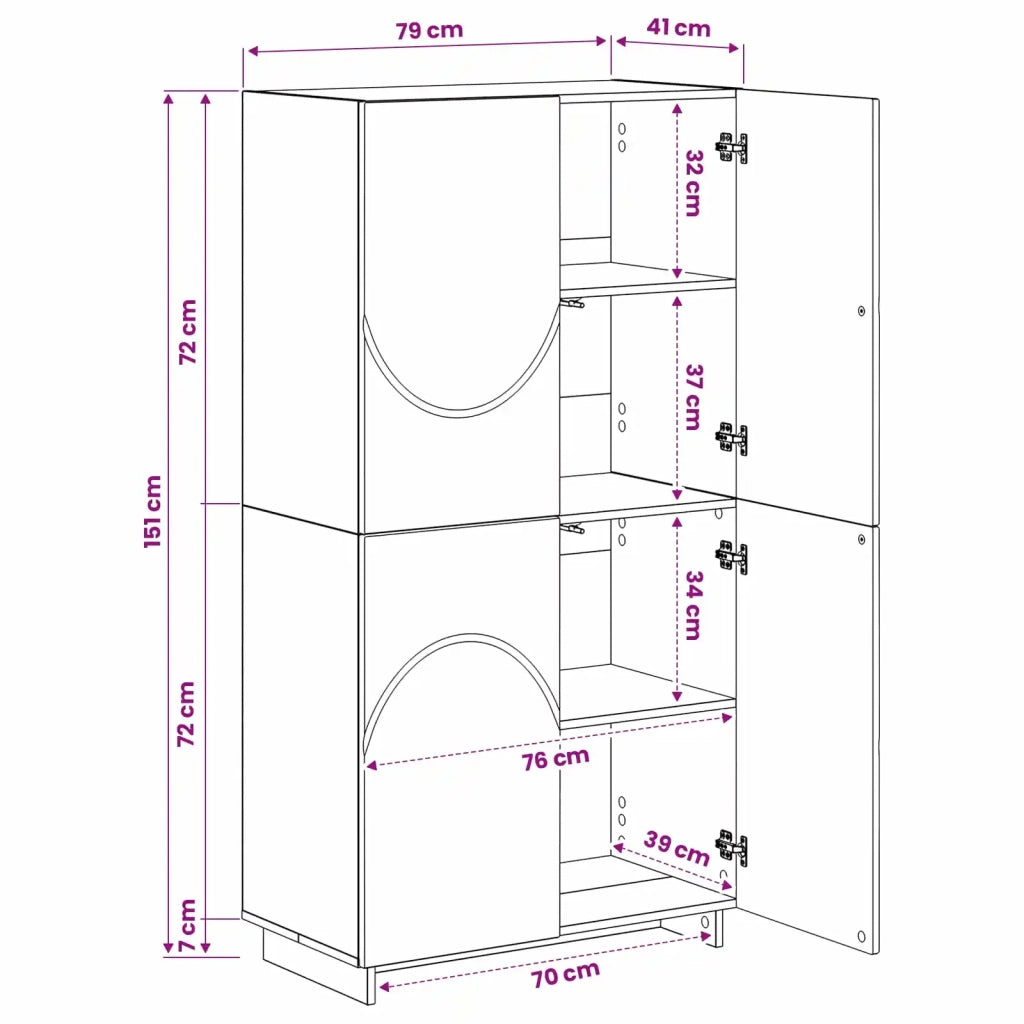 Credenza Nero 79 x 41 x 151 cm Legno ingegnerizzato 3433110