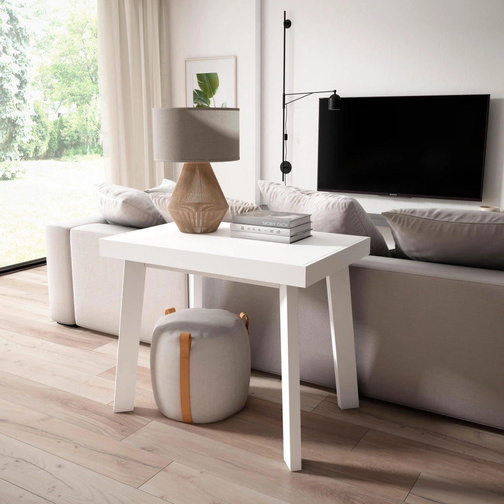 Consolle allungabile, 180x90x73cm, Per 8 persone, Gambe in legno, Bianco RF2992