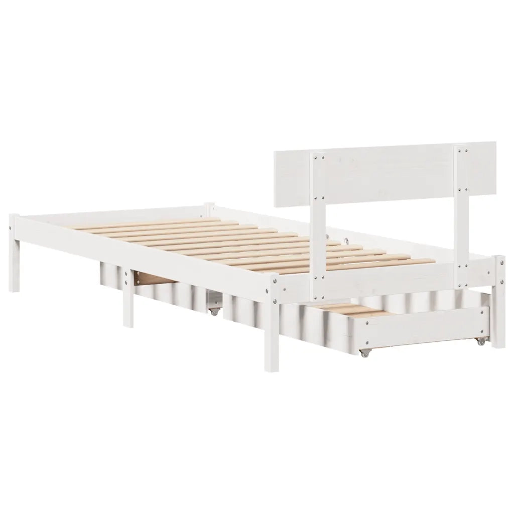 Letto senza Materasso-Struttura Letto Bianco 90x190 cm in Legno Massello Pino 645515