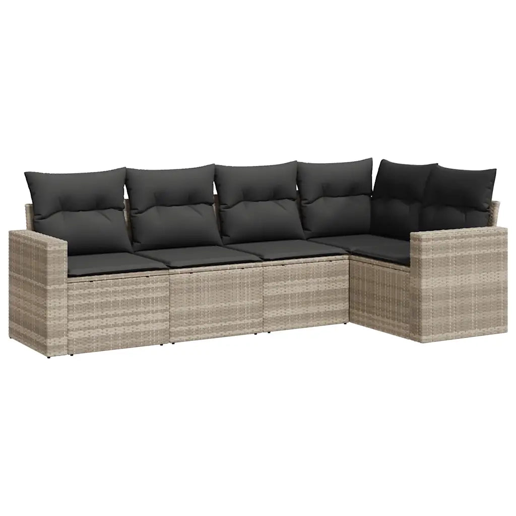 Set Divano da Giardino 5pz con Cuscini Grigio Chiaro Polyrattan 3218922