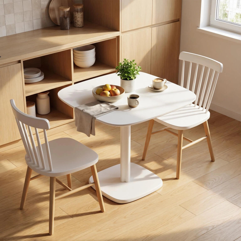 Tavolo da pranzo allungabile quadrato moderno ¨C zephmum ¨C effetto legno bianco 70x70 cm