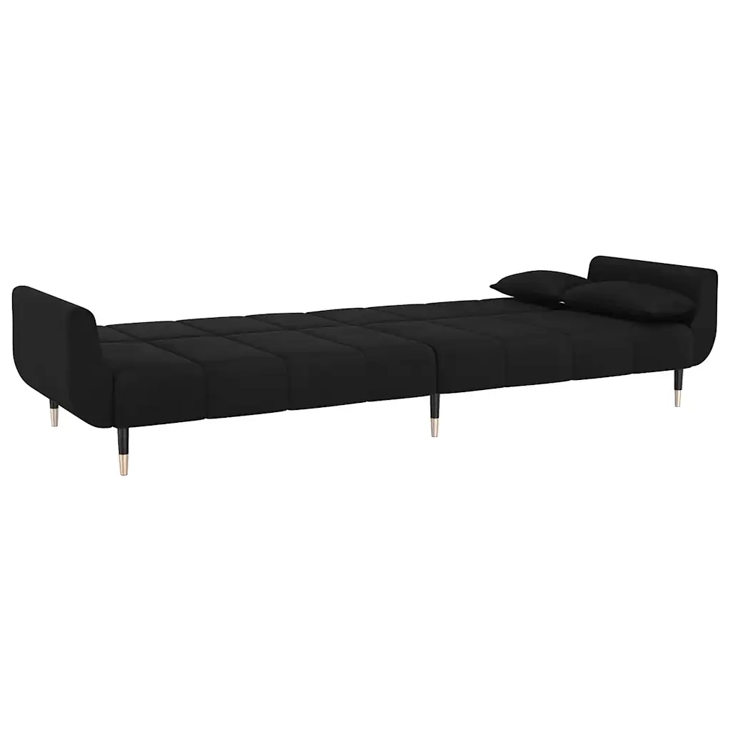Divano letto | Sof¨¤ letto | Letto singolo a 2 Posti con 2 Cuscini Nero in Velluto