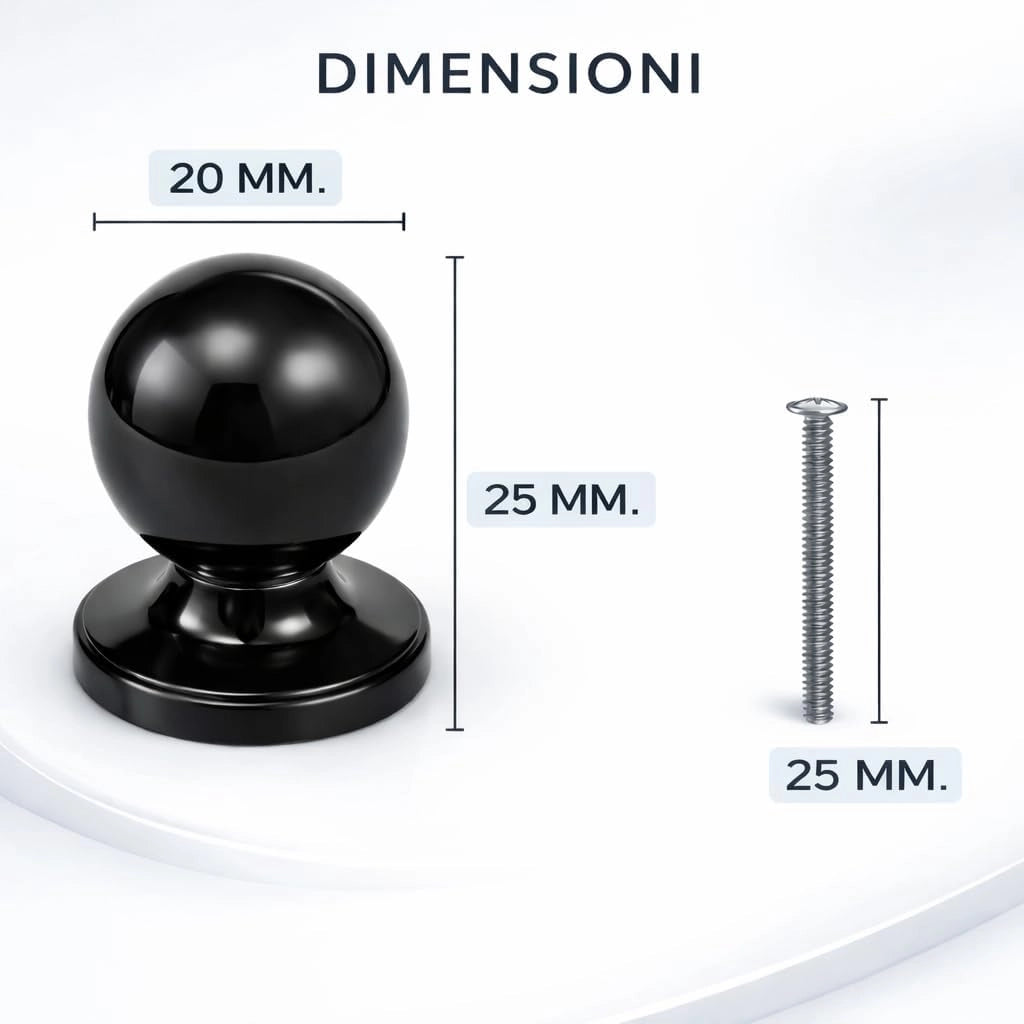 Pomolo per mobili 20x25 mm bianco per cassetti e ante - confezione da 2 pezzi