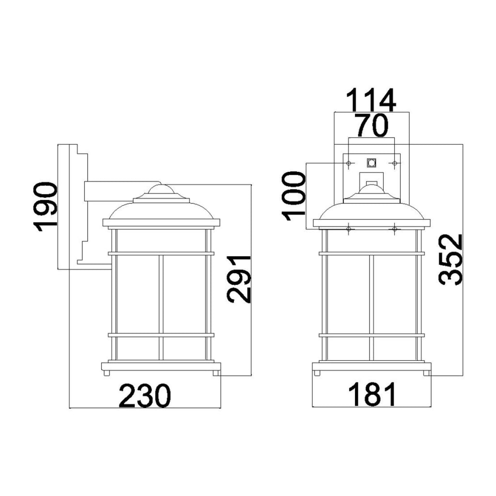 Applique esterno nero industriale E27 60W Lighthouse Feiss