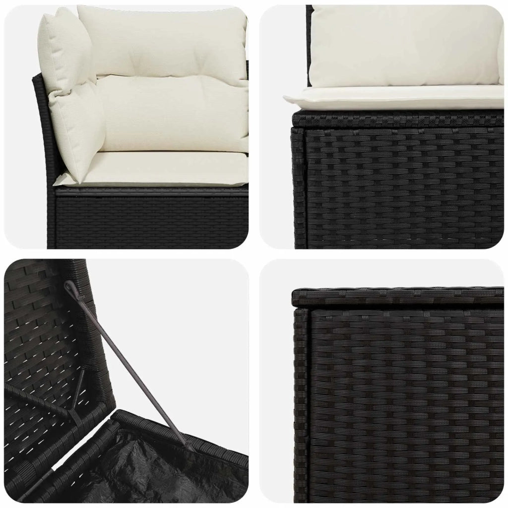Set di divani 5 pz Nero e Bianco Crema 3447832