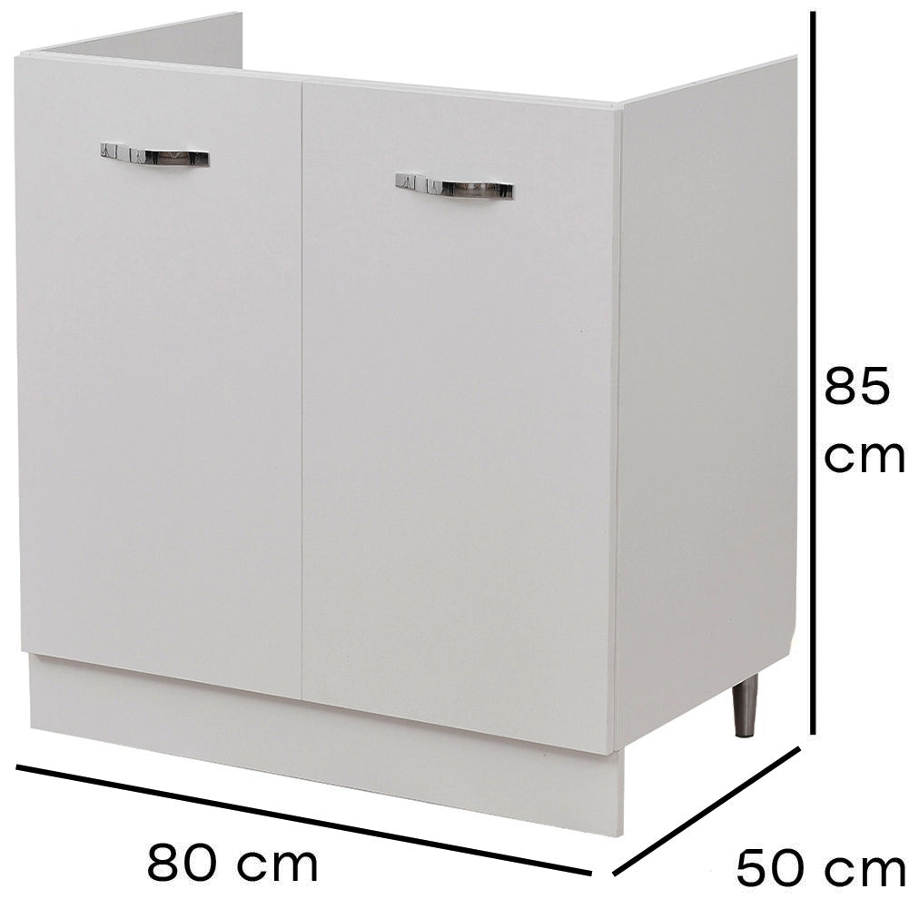 Mobile Sottolavello per Cucina Componibile Mobiletto Colore Bianco 2 Ante