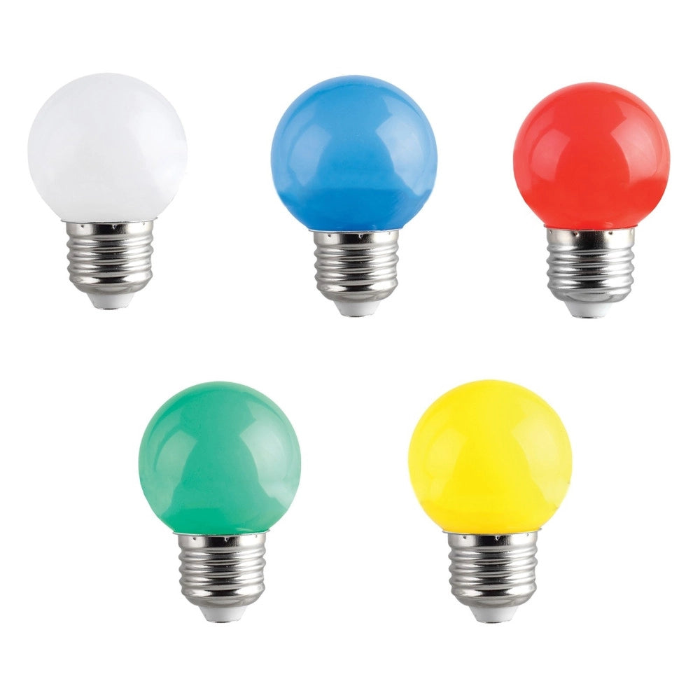 Trade Shop - Lampadina Led E27 Mini Globo 220v Colore Verde Blu Viola Bianco Caldo Freddo 2w - -bianco Caldo      -