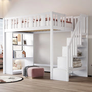 Letto a Soppalco con Contenitore ¨C MINIMAL ¨C Legno Bianco 90x200
