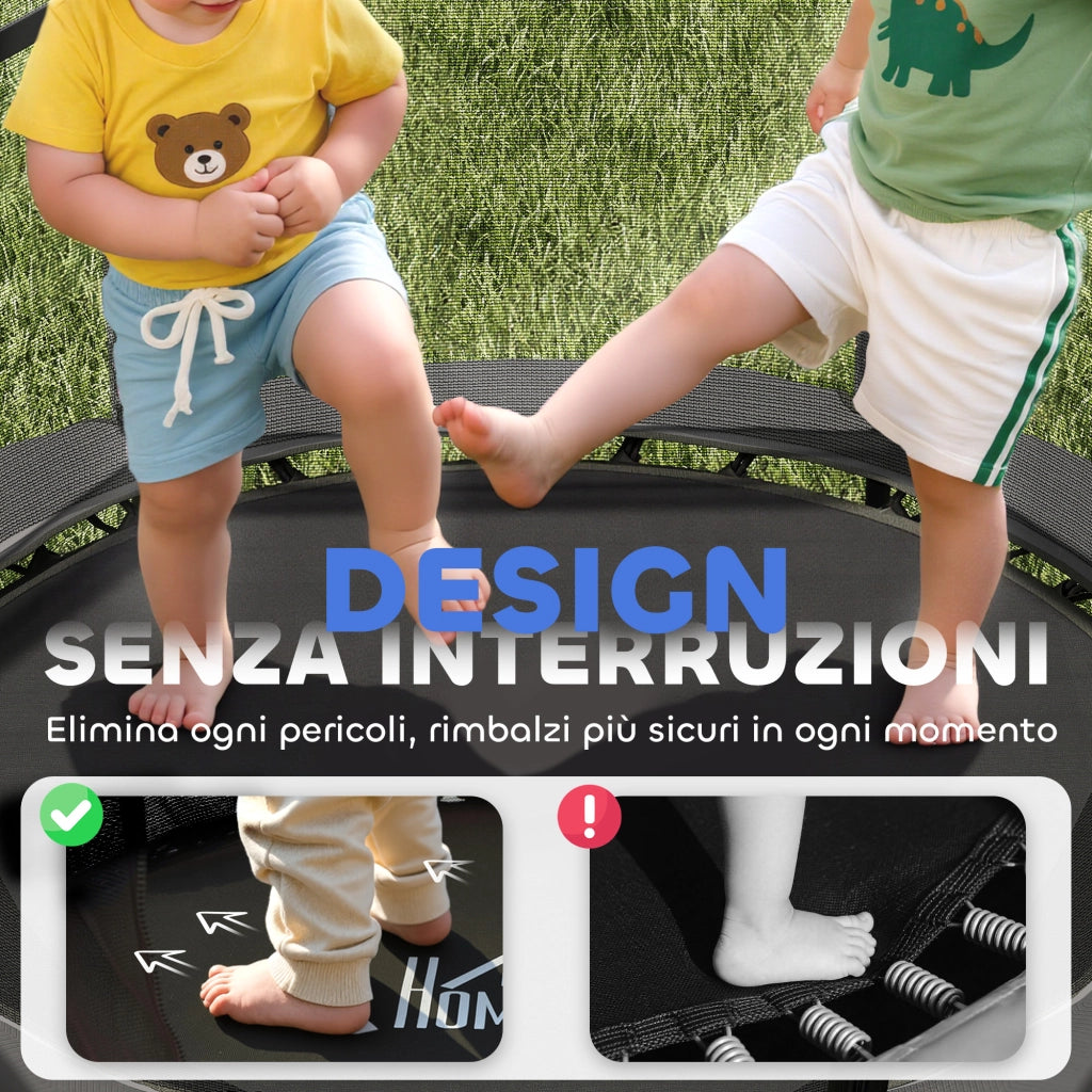 Tappeto elastico per bambini con rete di sicurezza ¨C zephmum ¨C nero, ?140x190 cm