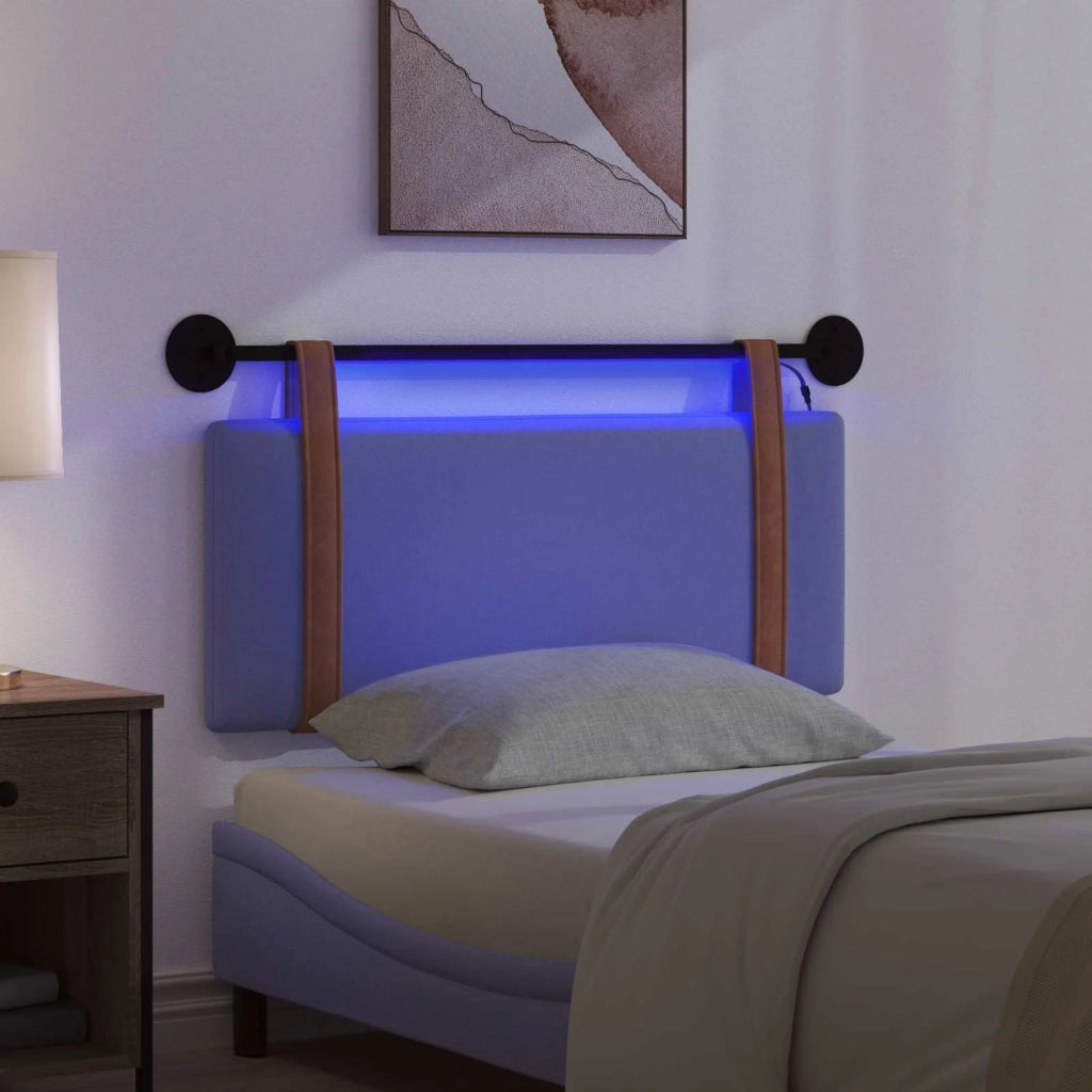 Testiera sospesa Con luce LED Blu jeans PU Antico 3423905