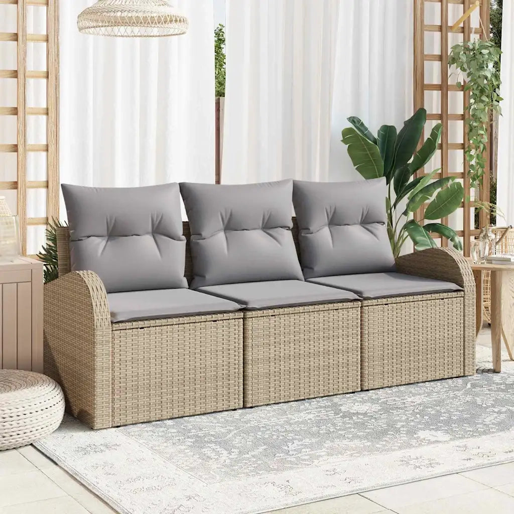 Set Divano da Giardino | Set Salotto da Giardino Beige polyrattan