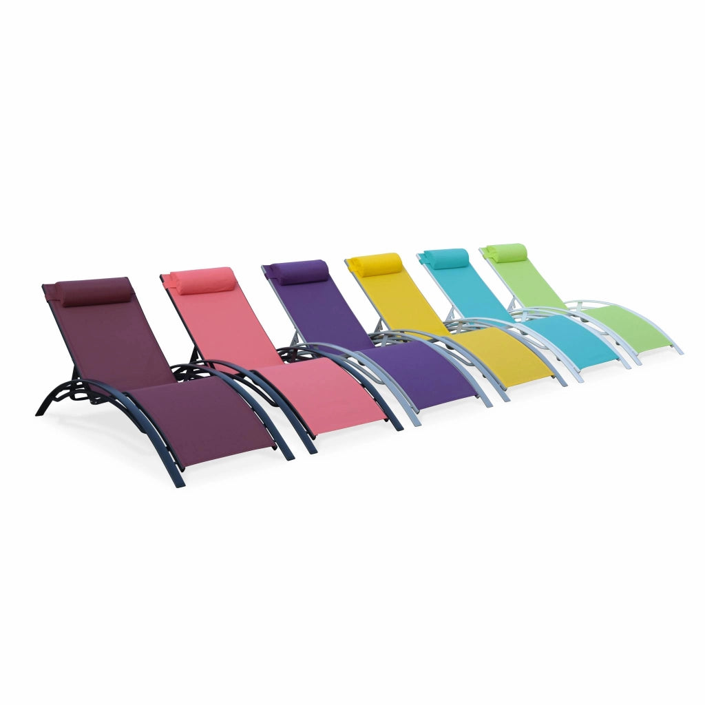 Set 2 lettini prendisole in alluminio textilene multiposizione,