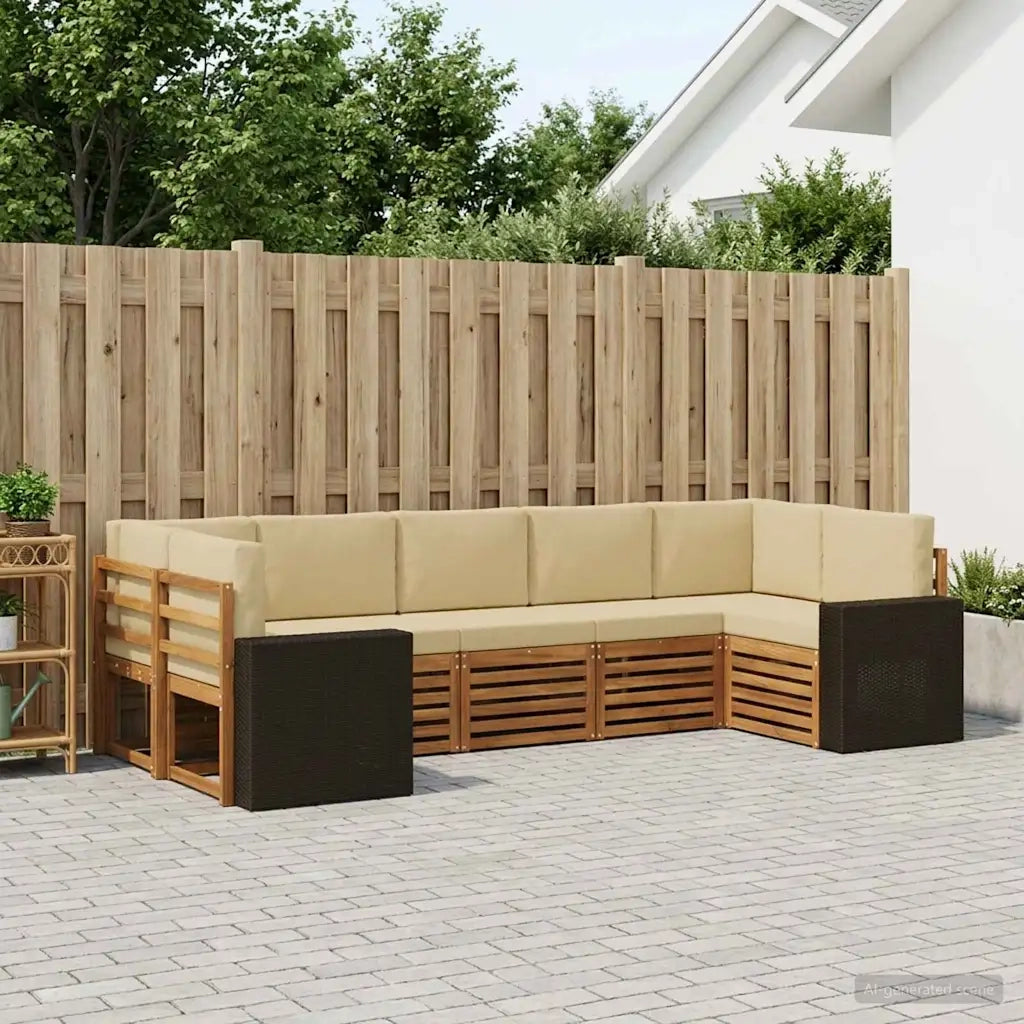 Set divano sezionale 7 pcs Naturale e Beige Poliestere 3384814