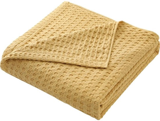 Deconfortabile Wafeldeken in Bambacca 100% per Letto e Divano, 150 x 200 cm