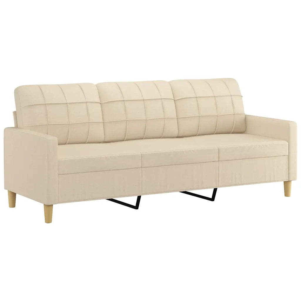 Divano a 3 Posti Crema 180 cm in Tessuto 359101