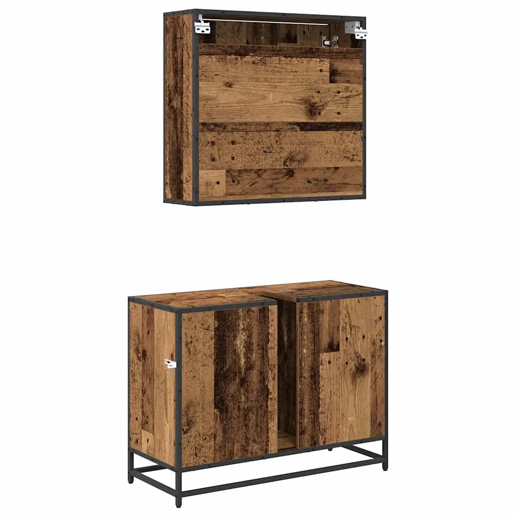 Set di mobili per il Bagno | Armadio da bagno con cassetto 2 pz Legno vecchio