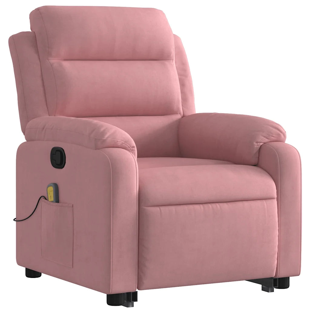Poltrona Alzapersona Reclinabile Rosa in Velluto 3205107