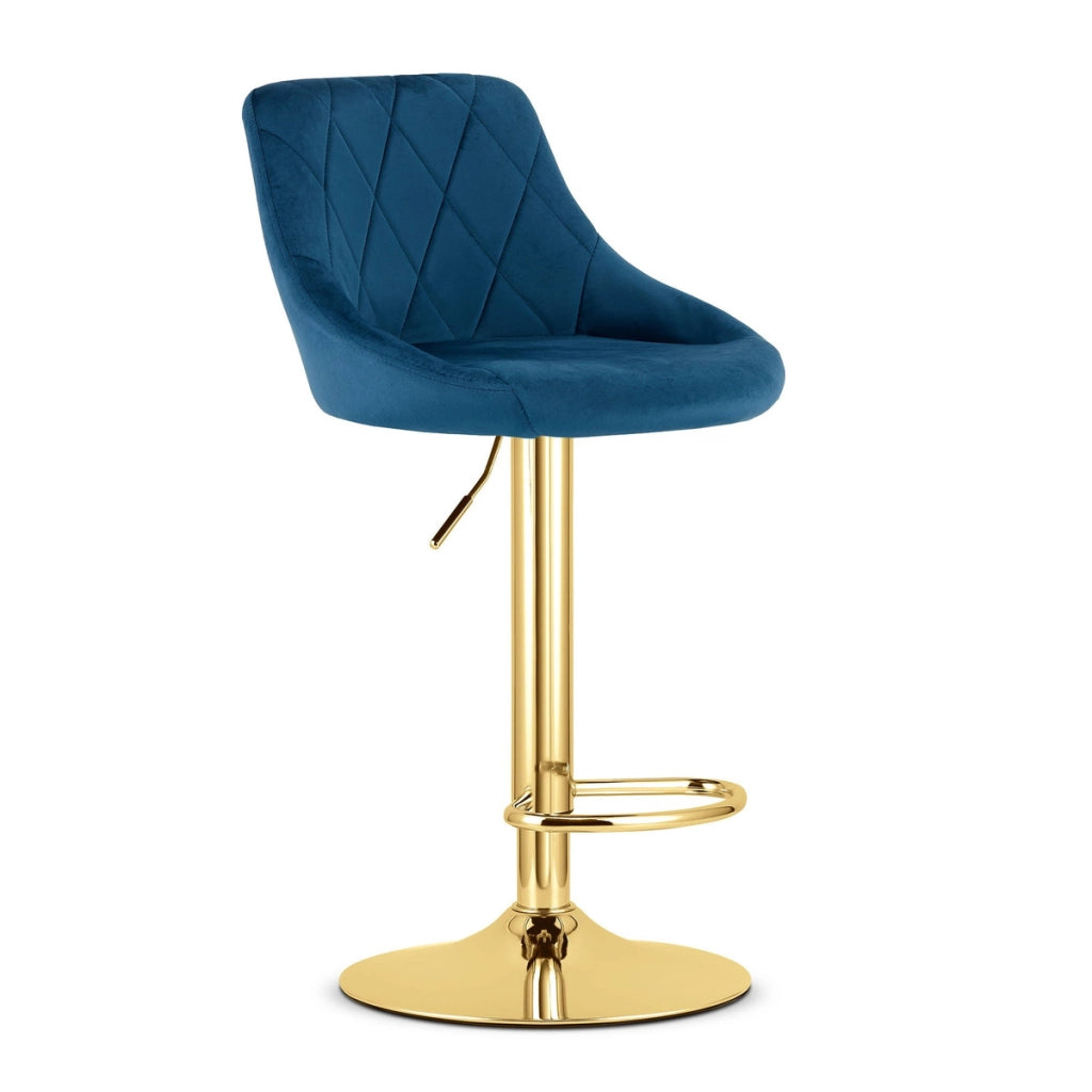 Set di 2 sgabelli bar Kast in velluto blu e oro