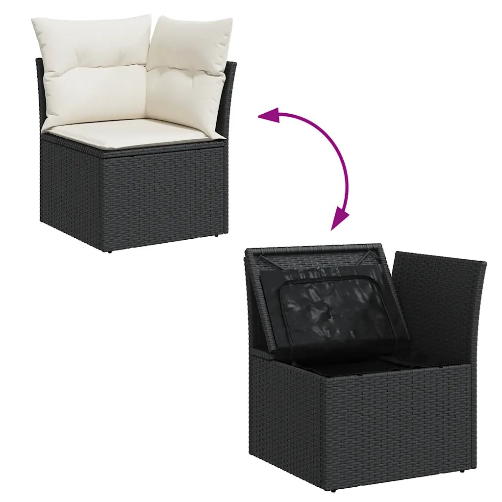 Set Divani da Giardino 9 pz con Cuscini Nero in Polyrattan 3327916