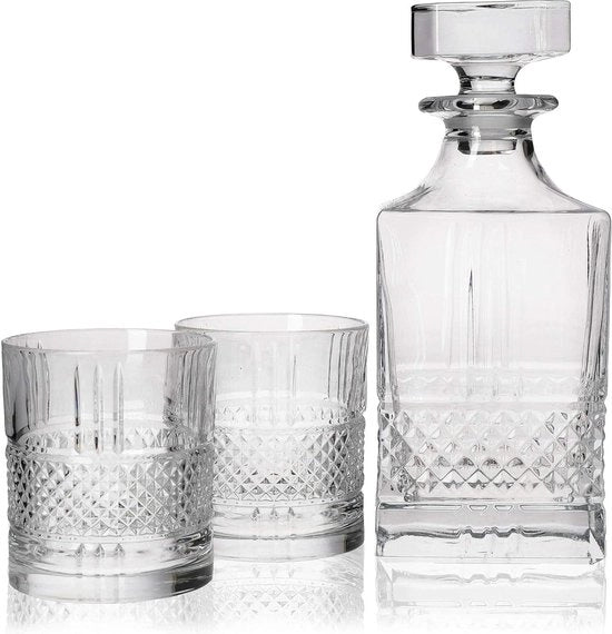 Set di bicchieri di cristallo per whisky - 3 pezzi - con confezione di lusso