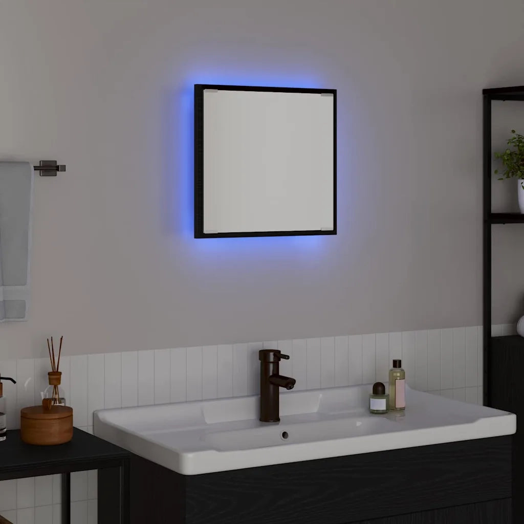 Specchio da Bagno | Specchio decorativo LED con specchio Rovere Nero 40 x 37 x 8.5 cm