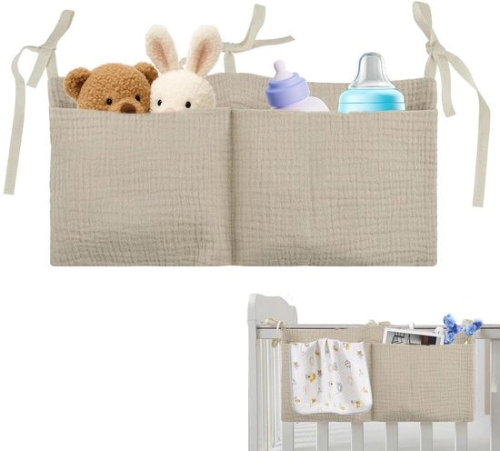 Organizzatore per lettino - Tasca per l'organizzazione - Flessibile e Leggero - Cachi - Organizzatore per la stanza dei bambini - Adatto per neonati
