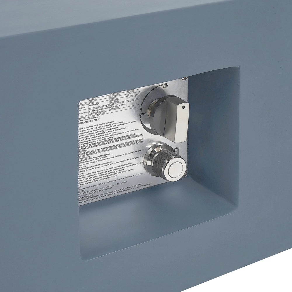 Stufa da esterno a propano grigio 143 x 71 cm con braciere rettangolare